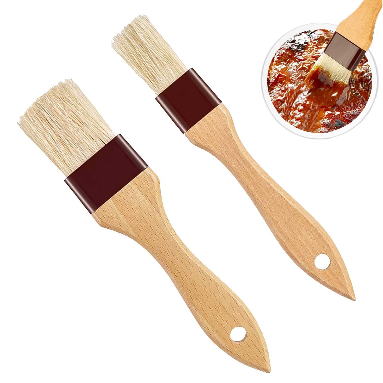 KIPTVO 2PCS Pastry Brushes, Cooking Wooden Pastry BBQ Basting, Sauce, for Bread Dough BBQ Sauce Baking Cooking