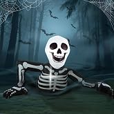 7.5ft Halloween Inflatables Skeleton Outdoor Decorations Blowup Yard Decor | Skeleton Men Inflatable Decoration Built-in LED Lights Scary Decoration for Holiday Party Lawn Garden Yard Porch