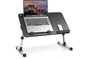 Laptop Desk Table, SAIJI Adjustable Laptop Stand, Portable Lap Desks with Foldable Legs, Notebook Standing Breakfast Tray Reading Desk for Sofa Couch Bed Floor (Black,Medium Size)