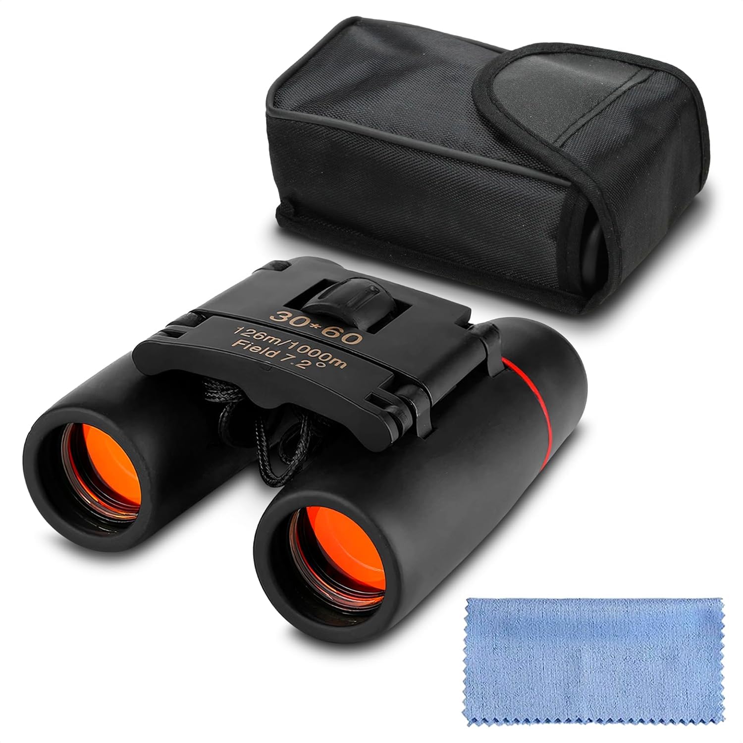 Photo 1 of 30x60 Mini Binoculars for Adults Travel – Small Binoculars for Adults with 126M/1000M Wide Field of View, 7.2° Angle & Storage Bag – Pocket Size for Close to Mid Birdwatching, Concerts & General View