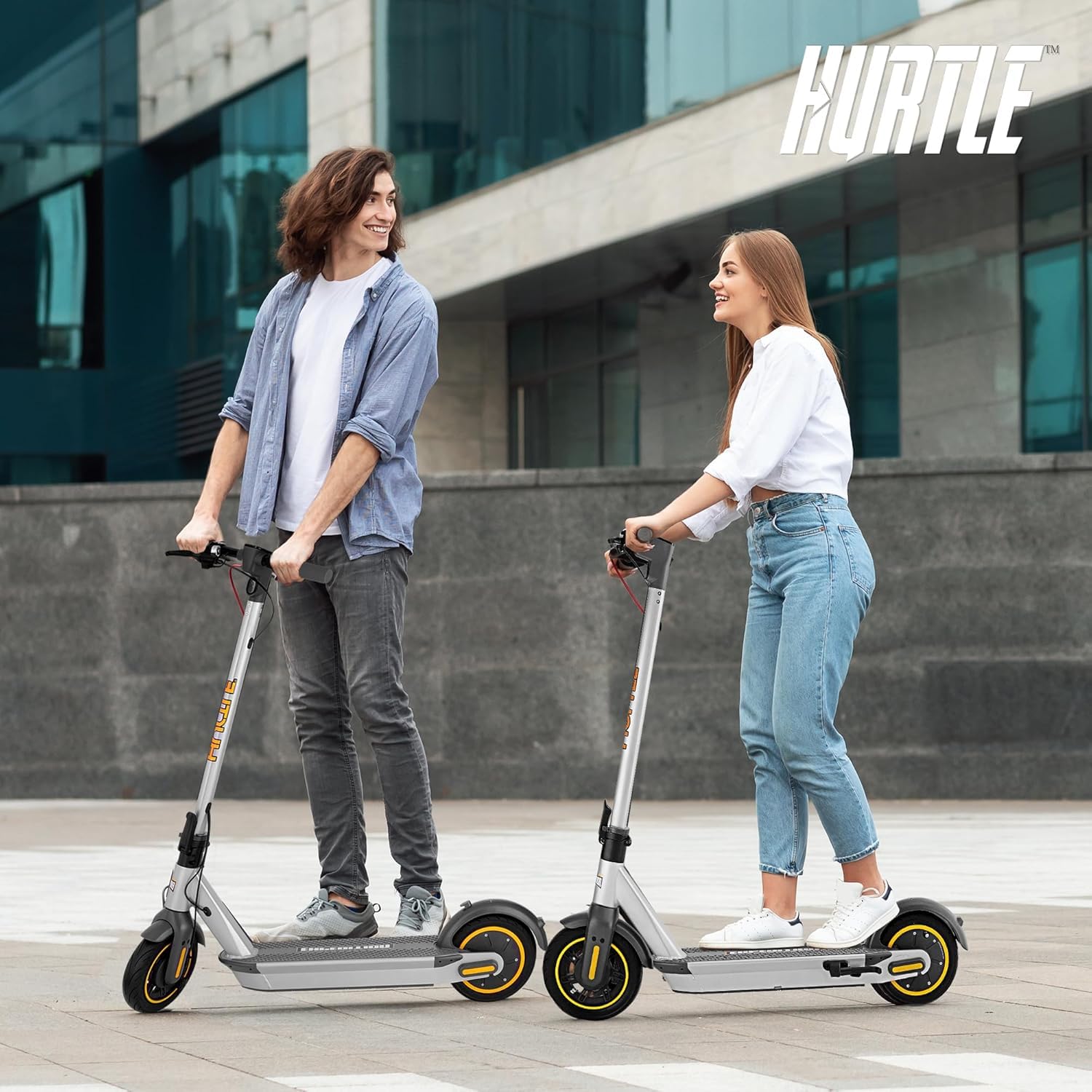 Hurtle Electric Scooter, 350W/500W Motor, Max 30 Miles Range, 16/18 Mph Top Speed, 8.5''/10'' Tires, Dual Braking, Kick Scooter, 2 Wheels and Height Handlebars