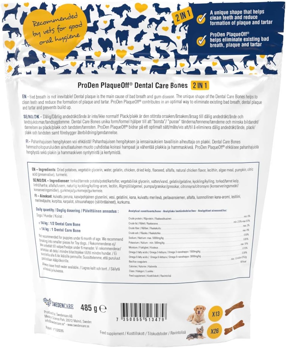 ProDen PlaqueOff 13 Dental Bones for Medium & Large Dogs, Tartar, Plaque & Bad Breath Remover - Image 3