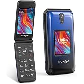 Schok 4G Flip Phone, AT&amp;T/T-Mobile Compatible, Replaceable Shells (Blue/Red)
