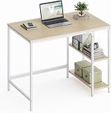 VASAGLE Computer Desk 100x50x76 cm Natural Beige Pearl White LWD046L01