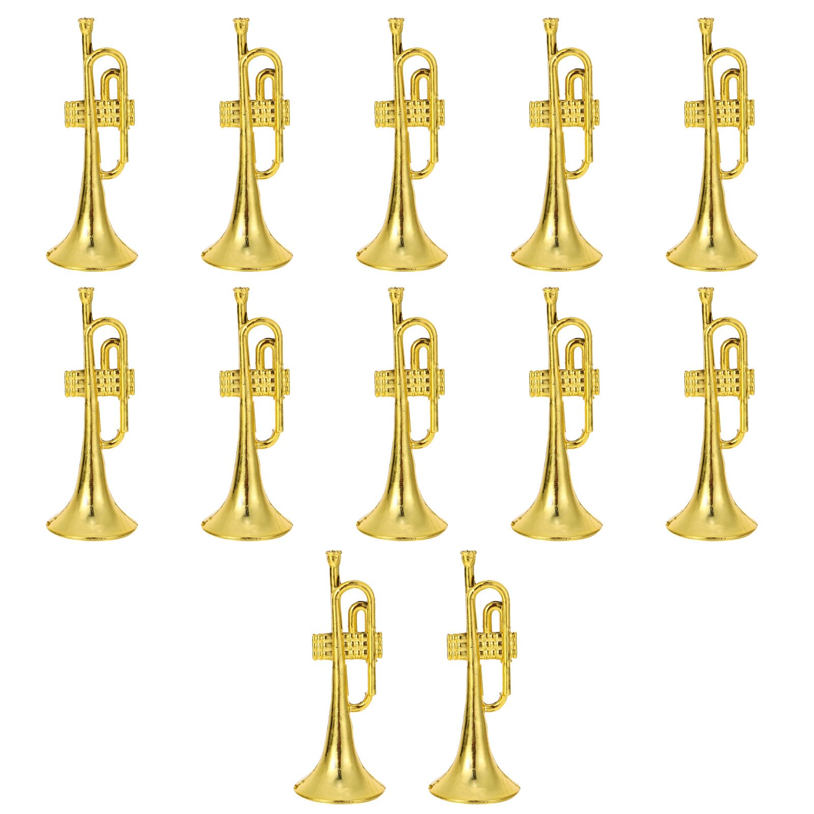 Tomaibaby Miniature Trumpet Trumpet, 12pcs Dollhouse Musical Instruments Mini Dollhouse Model Christmas Tree Hanging Decorations, Golden