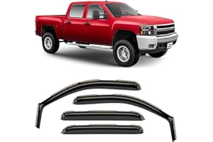 Voron Glass in-Channel Extra Durable Rain Guards for Trucks Chevrolet (Chevy) Silverado/GMC Sierra 2007-2013 Crew Cab, Window Deflectors, Vent Window Visors, 4 Pieces - 220002