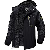 TACVASEN Men's Winter Skiing Jackets Water Resistant Fleece Coats Insulated Thermal Snowboard Jacket Parka Raincoat with Hood