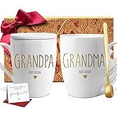 Est 2026 Promoted to Grandpa & Grandma Mugs Set Gifts for New Grandparents, Baby Pregnancy Announcement Mug Gift For grandparents est 2026, First Time Grandfather And Grandmother mug gifts set-38
