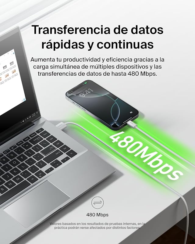 Pacote de 2 cabos trançados USB-A para USB-C de 1,5 m (15 W), carregamento rápido, cabos de alimentação USB tipo C flexíveis para iPhone 17 e 16, Galaxy S25, Pixel 10, iPad Pro e outros, branco