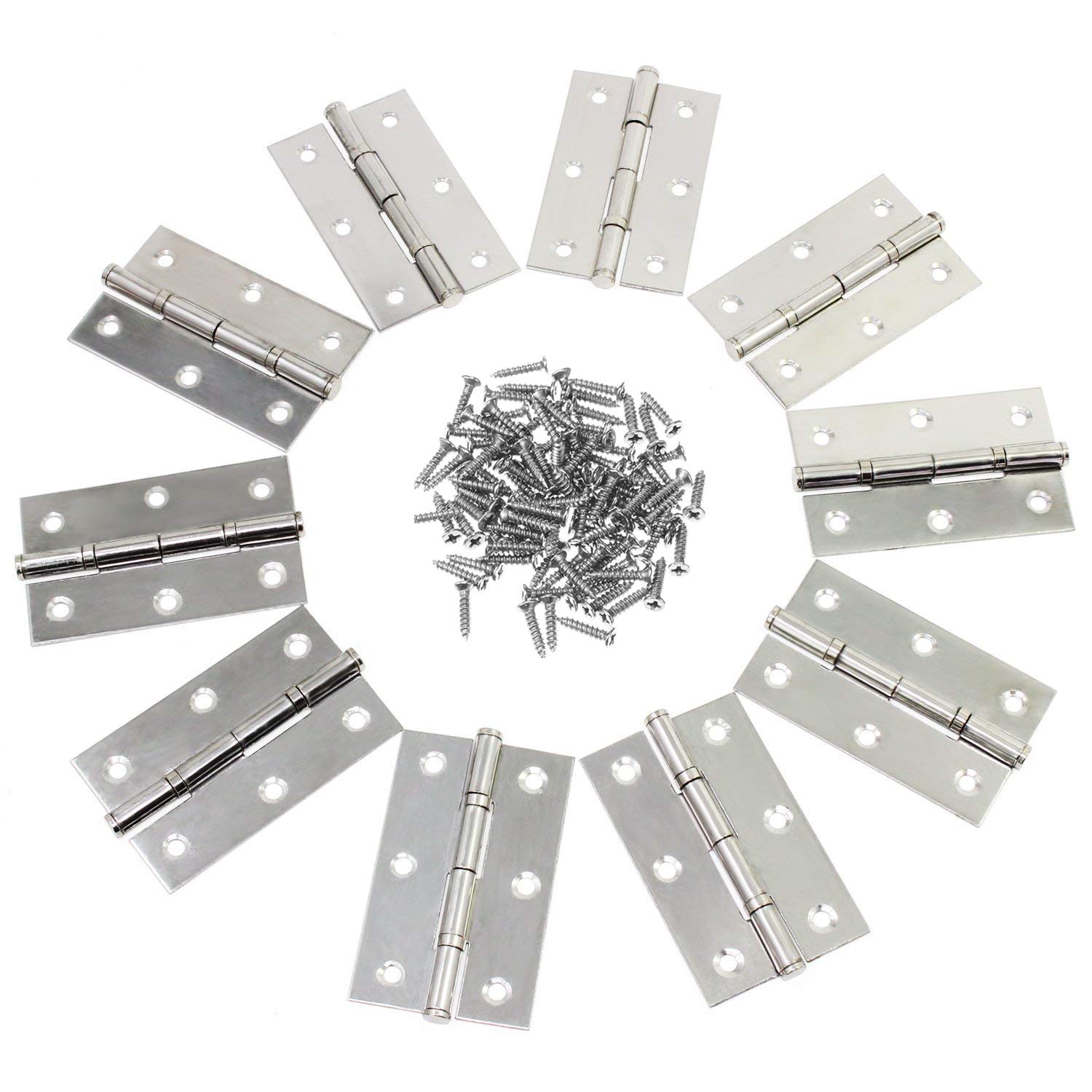Hinge Door Hinge 10 Pcs 5.5cm Silver Stainless Cabinet Door Butt Home Furniture Hardware Cabinet Closet Door Drawer