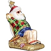 Old World Christmas Sunning Santa Glass Blown Ornament for Christmas Tree, Handcrafted Holiday Decoration, Santa Collection