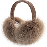 POMIJIAN Winter Women Earmuffs Furry Faux Fur Ear Muffs Fluffy Comfy Ear Warmer Girls Foldable Velvet Plush Ear Covers