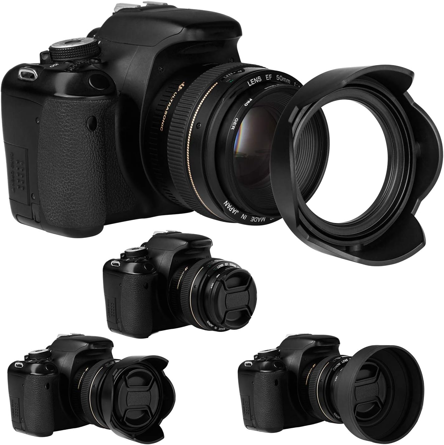 58mm Lens Hood Compatible with EOS 77D 80D 90D Rebel T8i T7 T7i T6i T6s T6 SL2 SL3 DSLR Cameras with Canon EF-S 18-55mm f/3.5-5.6 Lens and Select Nikon Lenses - Image 5