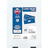 MACO Printable Labels for Mailing - Laser/Ink Jet Compatible Shipping Address Labels, 30 per Sheet, 1" x 2-5/8", Box of 250 Pages/7500 Labels, White