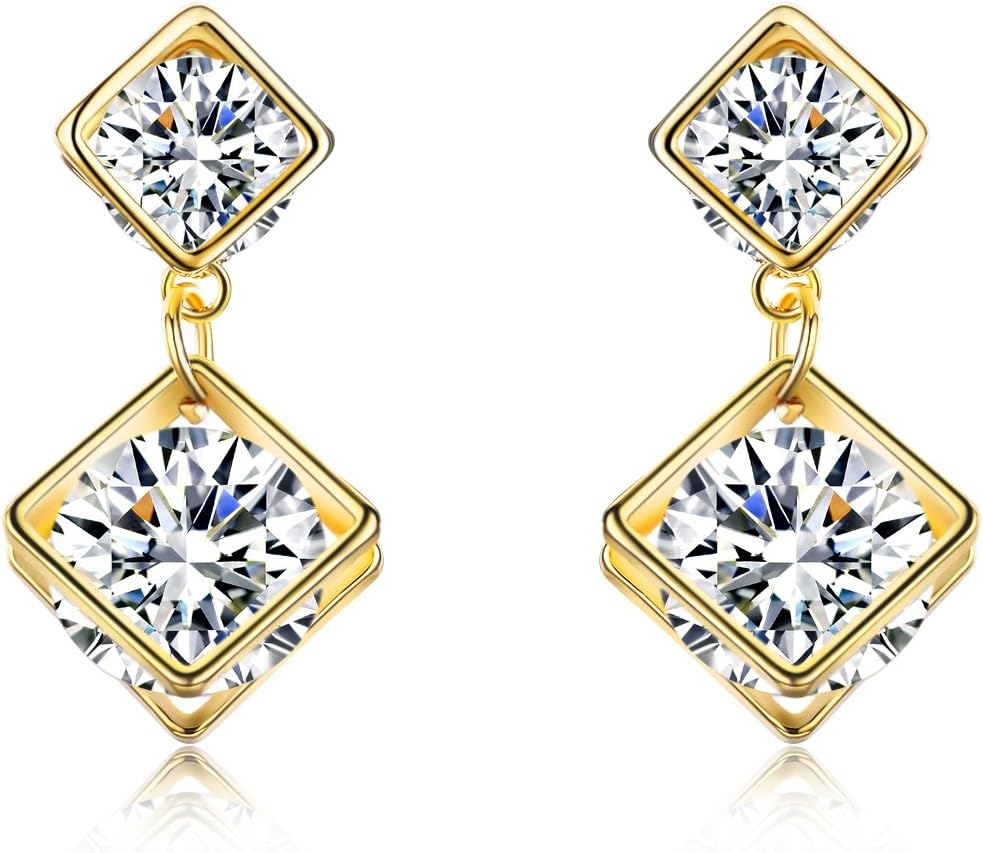 SBLING 18K Gold Plated Cubic Zirconia Drop Earrings (5 cttw)