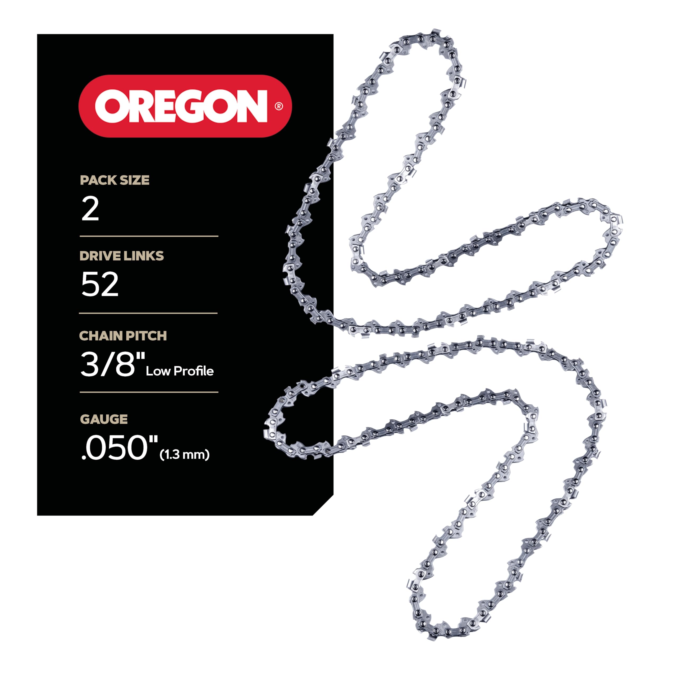 Cadena de motosierra Oregon para barra de 14, LP de 3/8, calibre de 0,050, 52 eslabones motrices