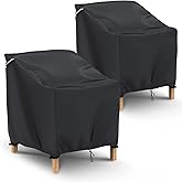 Gasadar Patio Chair Covers 2 Pack Waterproof for Outdoor Furniture, Heavy Duty 600D Patio Furniture Covers for Lounge Lawn Deep Seat 32" W x 37" D x 36" H, Black