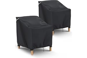 Gasadar Patio Chair Covers 2 Pack Waterproof for Outdoor Furniture, Heavy Duty 600D Patio Furniture Covers for Lounge Lawn Deep Seat 32" W x 37" D x 36" H, Black