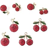 FASHEWELRY Rhinestone Fruit Charms for Bracelets Keychians Clay Cute Fruit Charms Small Food Pendants