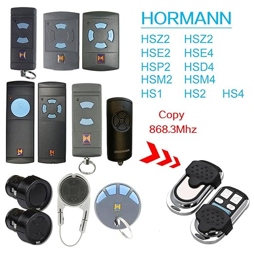 868 Mhz Hormann Hsm2 | Hsm4 | Hs1 | Hs2 | Hs4 | Hse2 | Hsz1 | Hsz2 | Hsp4 | Hsp4 868-c | Hsd2-A | Hsd2-c 4 Kanal Garagentor F