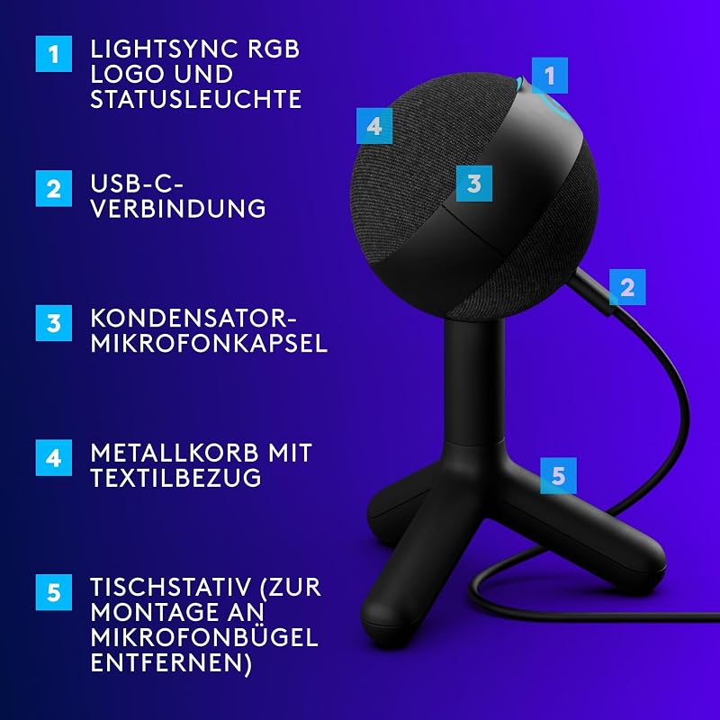Yeti Orb Gaming-Kondensatormikrofon mit RGB und LIGHTSYNC