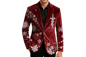 AEPTDEO Mens Christmas Blazer Casual Corduroy Suit Jacket Vintage Slim Fit One Button Holiday Sport Coat with Pockets