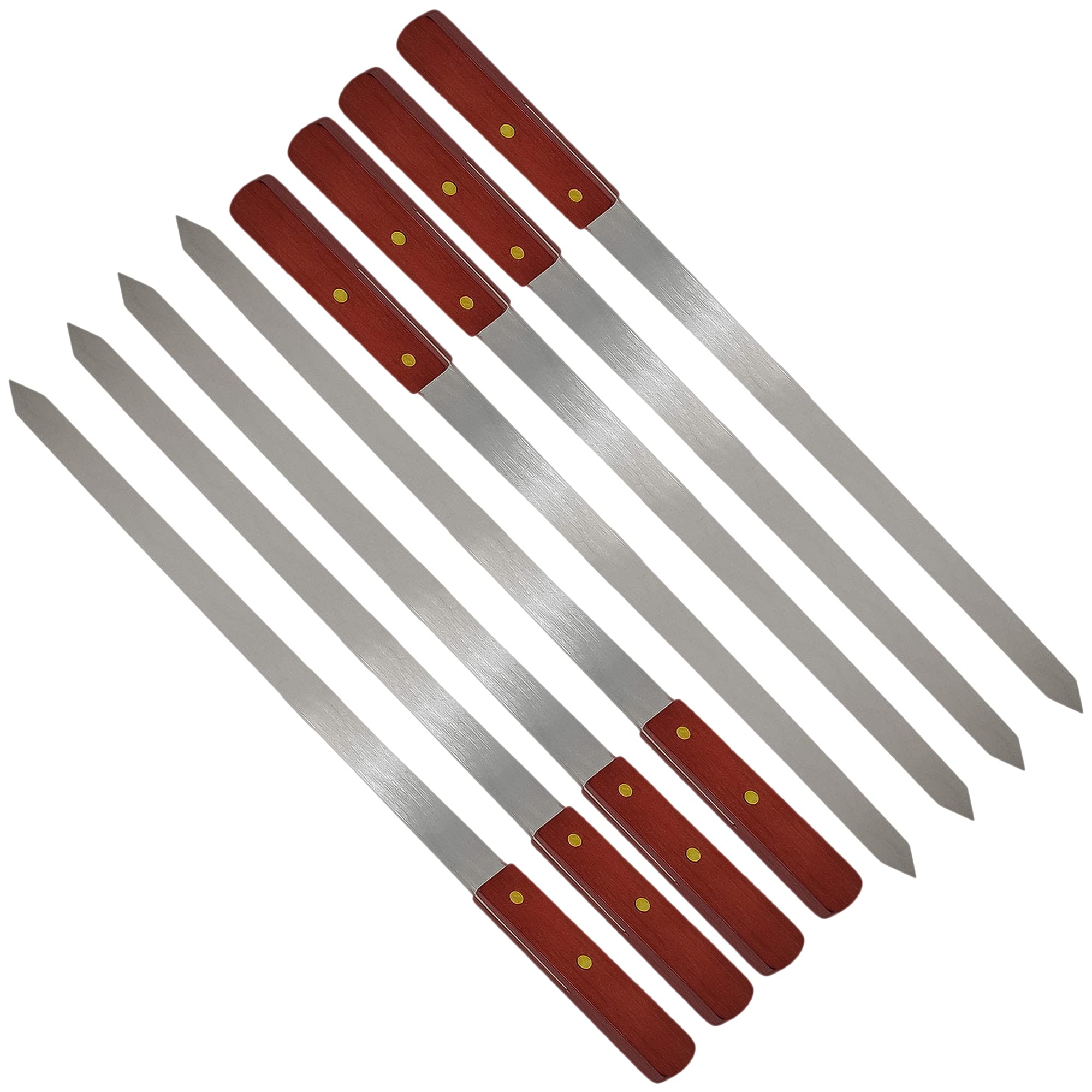 8Pcs Stainless Steel Flat Kebab Skewers, 24 inch Turkish Adana Skewers for BBQ Grill Accessories