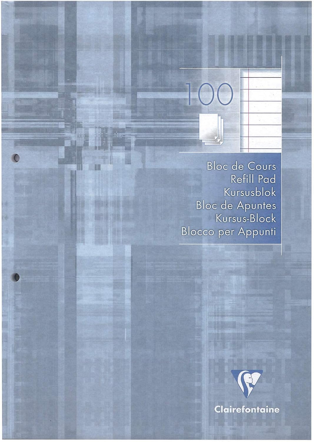 Clairefontaine 5814C, One Light Grey Perforated Glued Course Pad, A4 21x29,7 cm, 200 Lined Pages with Margin