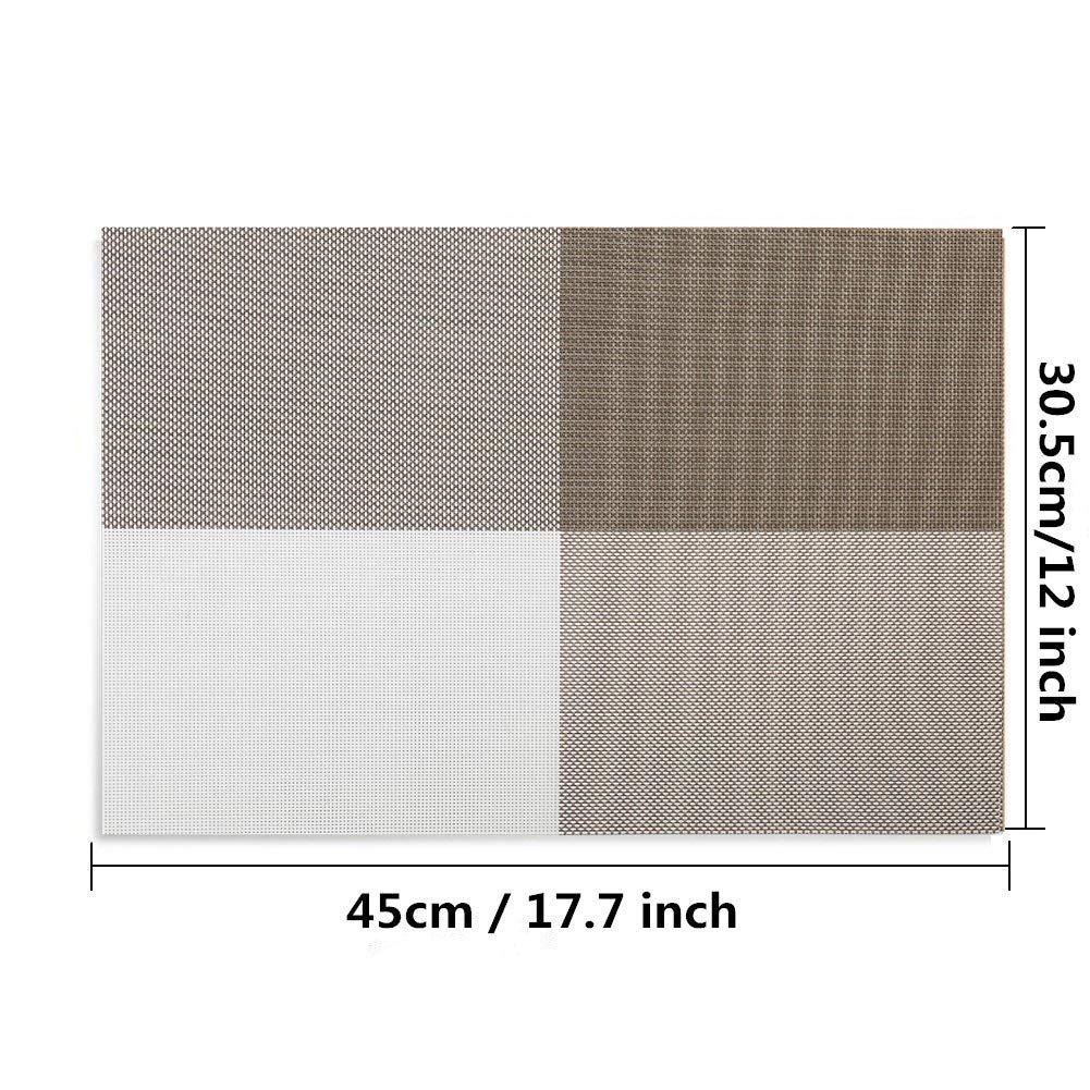 BeGrit Table Mats Set of 6 Plastic Placemats Heavy Vinyl Heat Resistant Square Non-slip Insulation Washable Table Mats 18\