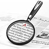 10X 30X Magnifying Glass for Reading,90mm Handheld Magnifier for Close Work | Scratch Resistant Lens, Soft Non-Slip Handle for Close Work Book Newspaper Nature Exploration