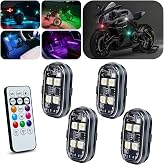 GSOWO Upgraded 4PCS Wireless LED Strobe Lights for Car, 8 Colors Lights | Remote Control, Type-C charging Warning Light for Car Interior Motorcycle Drone Bike Decor