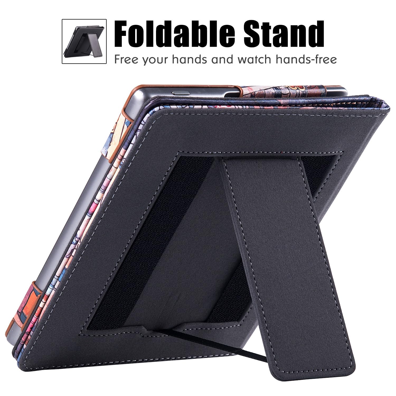 BOZHUORUI Stand Case for 7 inch Kindle Oasis (10th Generation, 2019 Release and 9th Generation, 2017 Release) - PU Leather Sleeve Cover with Two Hand Straps and Auto Sleep/Wake (Bookstore)