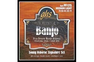 GHS PF175 S. Osbourne Stainless Steel Loop End 5-String Banjo Strings - Medium-Light