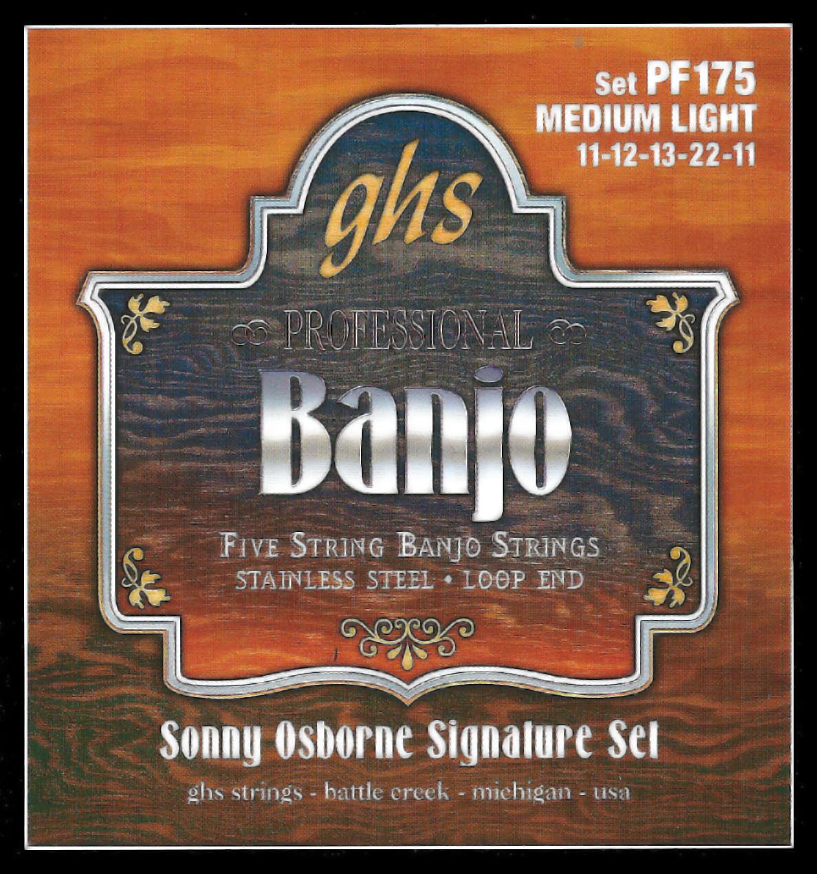 GHS BANJO - Stainless Steel String Set - 5-String - PF175 - Medium Light