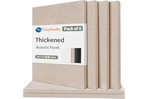 TroyStudio Thickened Acoustic Panels, 16 x 12 x 0.5 Inches Pack of 6 Felt Wall Decor Tiles Sound Absorbing Board, Noise Reverb Echo Dampening Soundproof Padding for Door Music Recording Home Studio