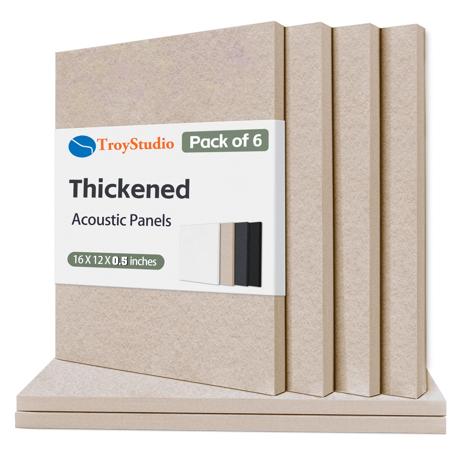 Photo 1 of TroyStudio Thickened Acoustic Panels, 16 x 12 x 0.5 Inches Pack of 6 Felt Wall Decor Tiles Sound Absorbing Board, Noise Reverb Echo Dampening Soundproof Padding for Door Music Recording Home Studio