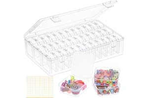 OUTUXED Bead Organizer Box, 36Pcs Small Clear Plastic Bead Storage, Mini Craft Storage Containers Boxes with Hinged Lid and Labels for Bracelets, Making DIY Jewelry Craft Nail, Screws, Seeds