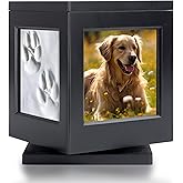 DiDiBirDi Personalized Dog Urn for Ashes, Black Wooden Memorial Keepsake for Cat, Large Funeral Cremation Pet Owner Souvenir with Claw Print and Velvet Storage Bag(75lbs)