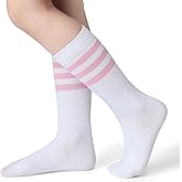 Pareberry Boys Girls Over the Calf Striped Tube Socks Cotton Soft Retro Athletics Socks for Kids Age 4-9
