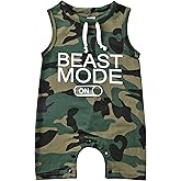 Aalizzwell Baby Boy Romper Newborn Infant Sleeveless Short Romper One Piece Active Summer Clothes