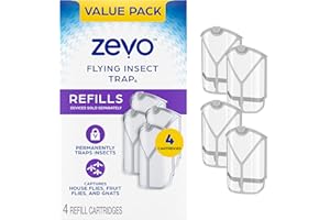 Zevo Flying Insect Refills for Indoor Light Trap: 4 Light Trap Refill Cartridges Capture Fruit Flies, Gnats and Houseflies (4 Cartridges)