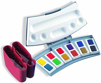 Pelikan 721886 - Caja de Acuarelas (725 D/12, 12 Colores, Incluye 2 recipientes para Agua y 1 Paleta de Mezclas) [Importado de Alemania]: Amazon.es: Juguetes y juegos