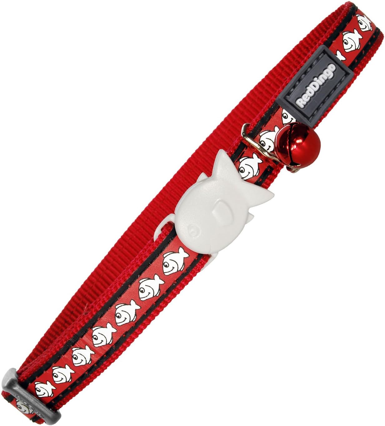 Red Dingo Cat Collar Reflective Fish, Red, Extra Small 12mm