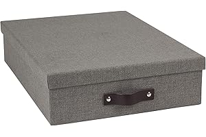 Bigso Oskar Canvas Fiberboard Document Letter Box - File Organizer Box for Important Paperwork - Document Storage with a Lid 