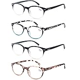 OLOMEE Reading Glasses for Women Cute Round Readers +0.50 for Small Head/Petite Face Lightweight Cheaters Glasses w/Spring Hinges 4 Pack