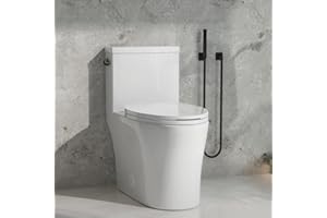 KK KE KING KE KING 1.28 Gpf Elongated One Piece Toilet, Powerful & Quiet Flush Modern Toilet(Side Flush) 12'' Rough-In Toilet & ADA Height