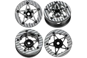 RampCrab 1.6" (40.6mm) Super Wheels, Carbon Fibre Beadlock Wheel fit for SCX24 TRX4M FCX24 FCX24M CR18P 1/24 1/18 RC Crawlers Upgrade, Style C, Silver