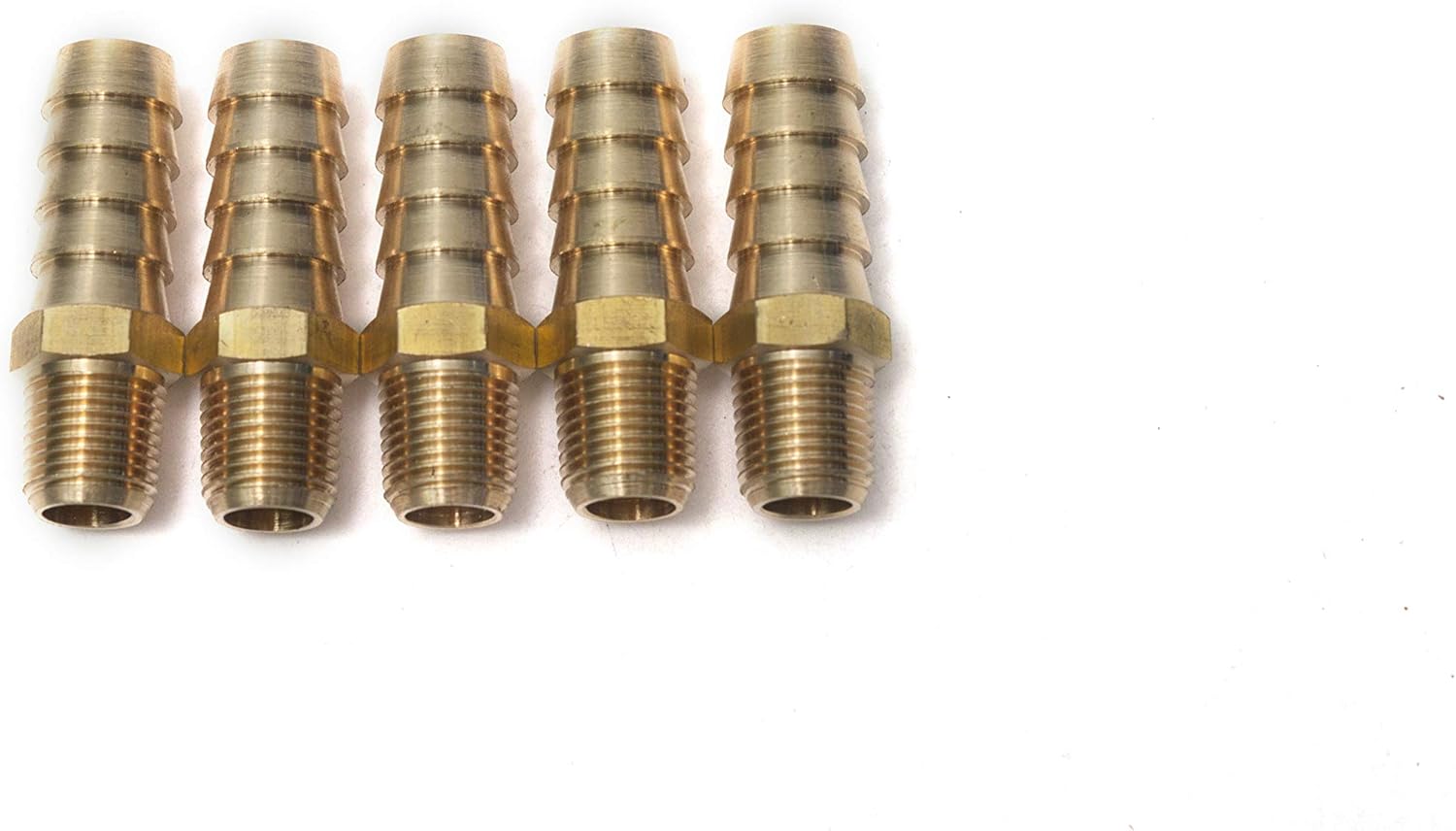 LTWFITTING Brass Barbed Fitting Coupler/Connector 1/8-Inch Male BSPT x 3/8-Inch(10mm) Hose Barb Fuel Gas Water (Pack of 5)