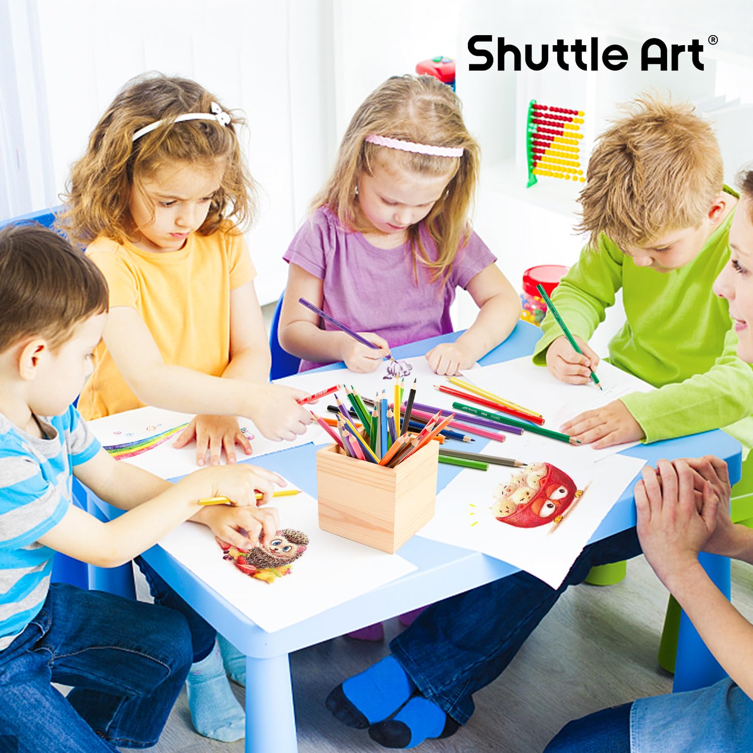 Shuttle Art Colored Pencils Bulk, 408 Pack Coloring Pencil Set Plus 20 Sharpeners, 12 Assorted Colors, Classroom Pack School Supplies