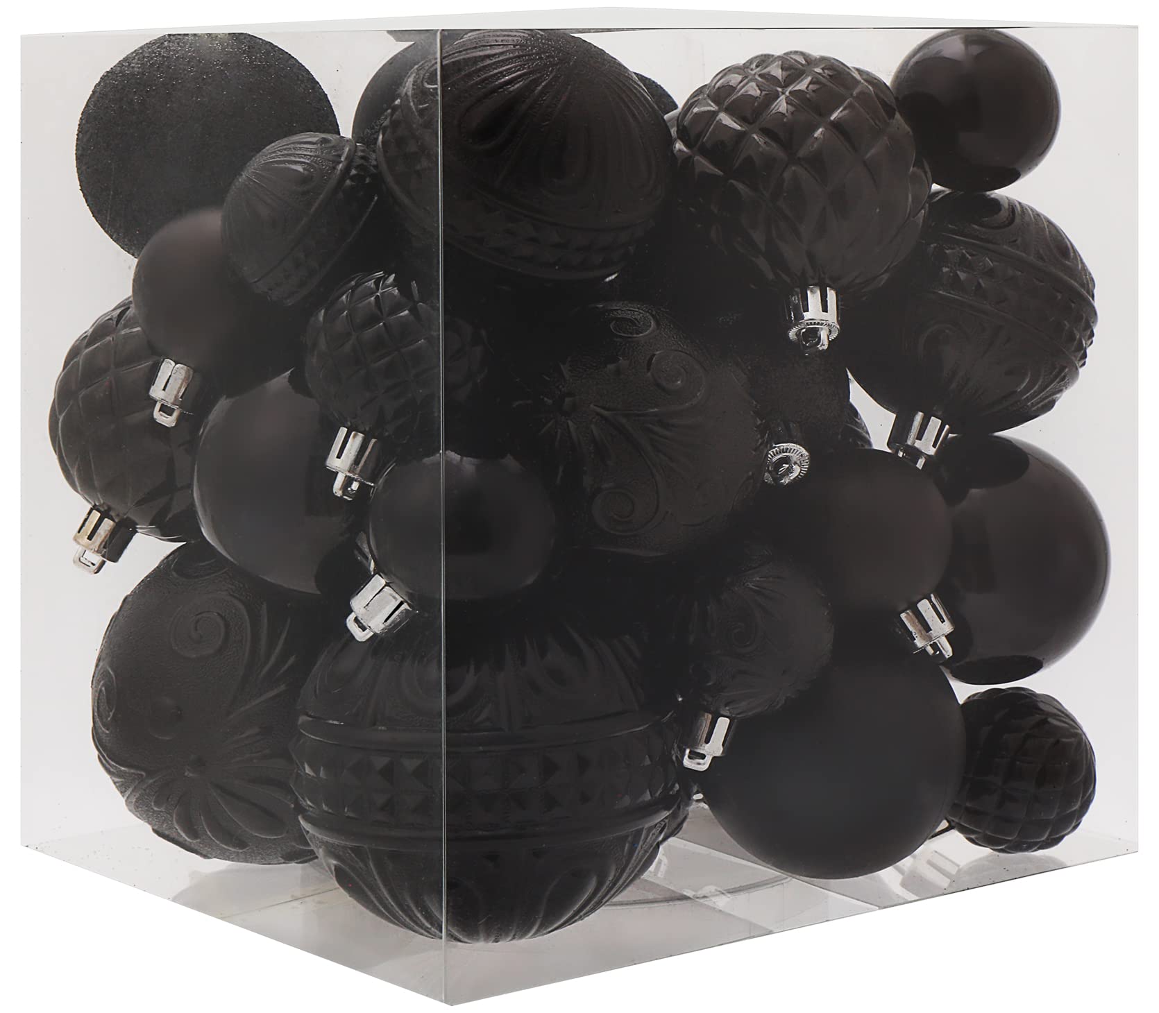 Photo 1 of ***16 ACCOUNTED FOR*** Christmas Ball Ornaments Black Christmas Tree Decorations with Hang Rope-36pcs Shatterproof Christmas Ornaments Set with 6 Styles in 3 Sizes(Small Medium Large)